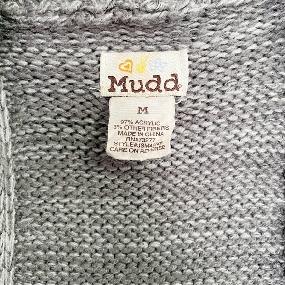 Mudd Y2K Sweater Vest Vintage Gray Shawl Collar Fall Sweater Shrug Size Medium - Picture 7 of 11